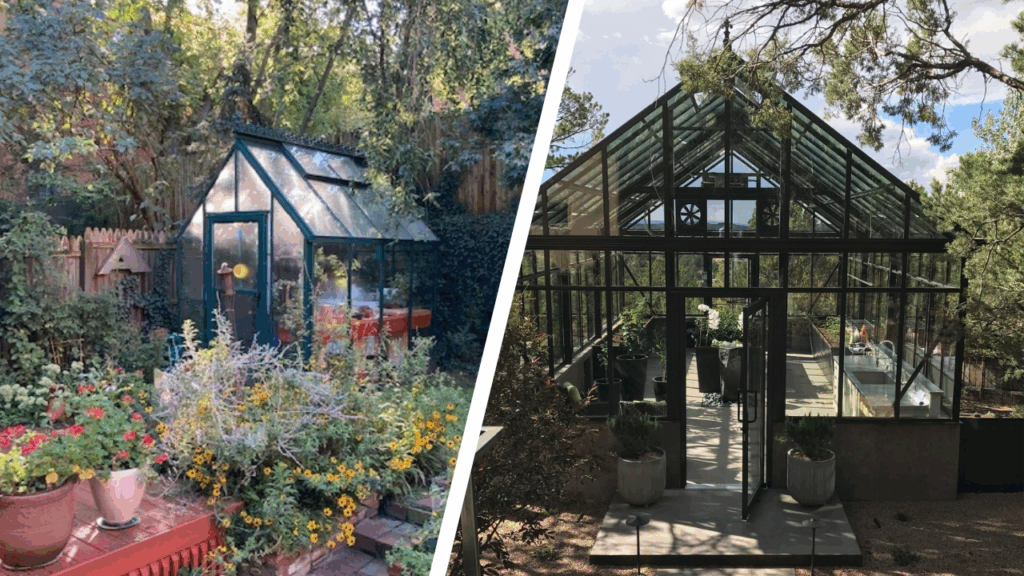 What size greenhouse do I need? Collage of small and large Cross Country Greenhouses